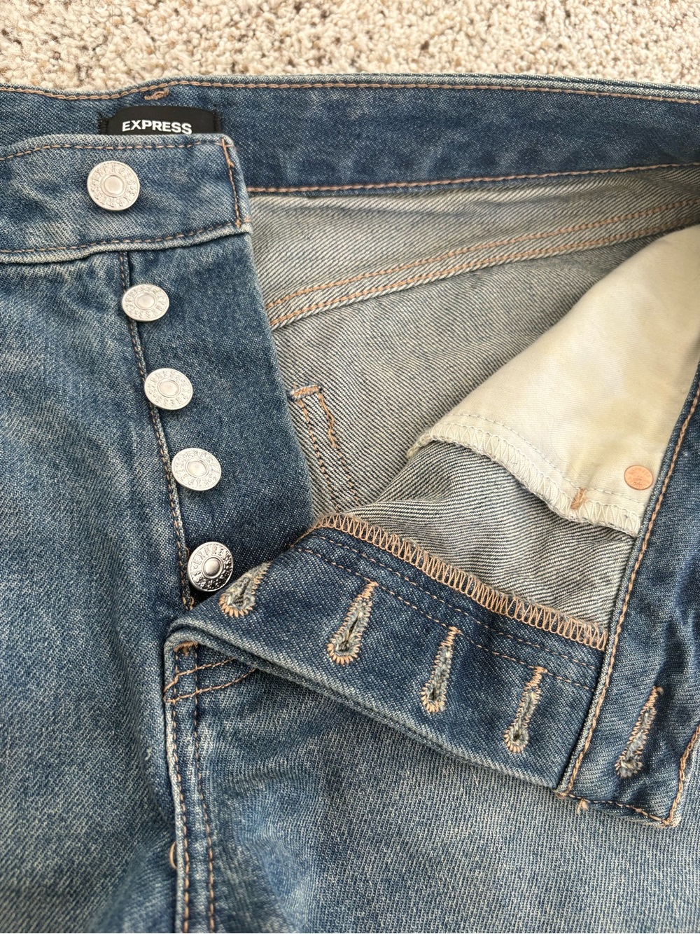 Express Mid Rise Distressed Shorts - Picture 2 of 5